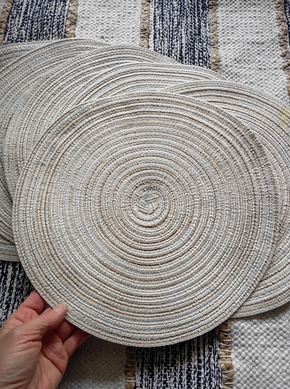 Neutral Woven Round Placemats - Set of 5